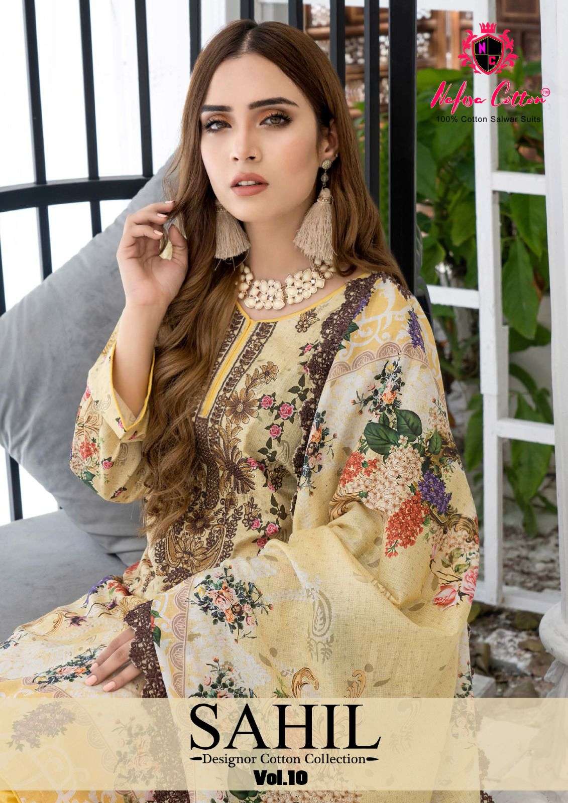 SAHIL VOL-10 BY NAFISA COTTON 10001 TO 10006 SERIES COTTON PAKISTANI PRINT DRESSES