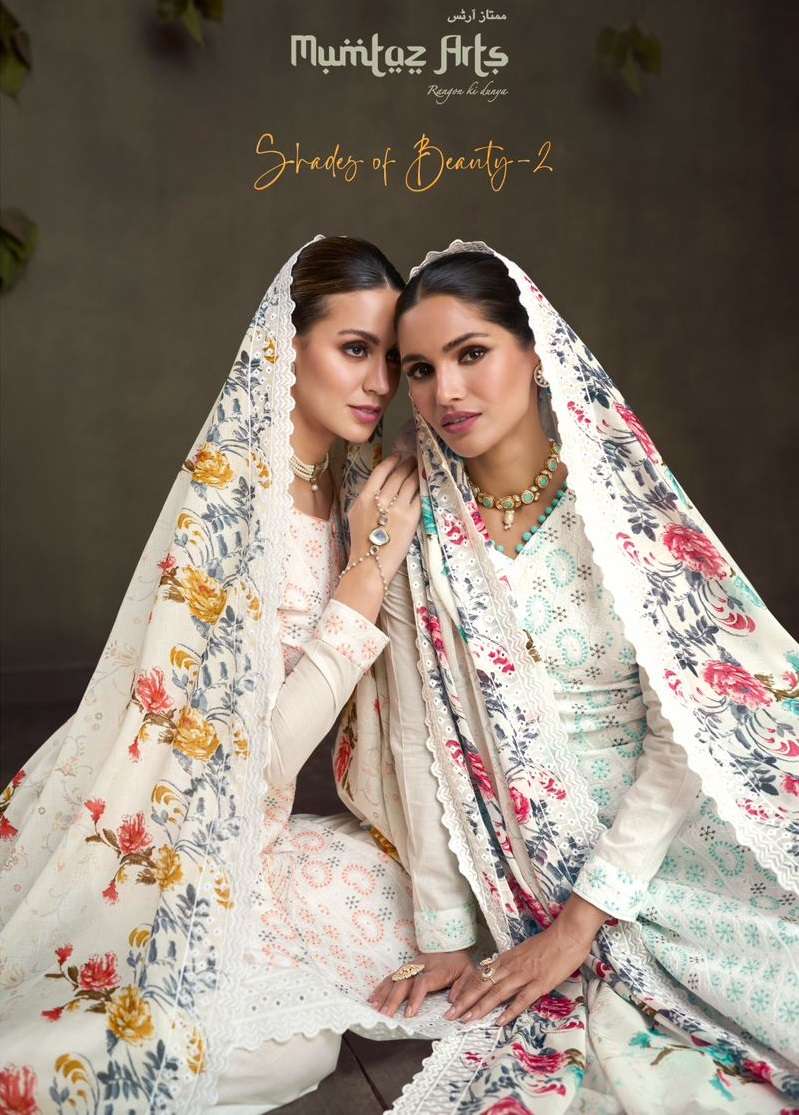 SHADES OF BEAUTY VOL-2 BY MUMTAZ ARTS 17001 TO 17004 SERIES PURE LAWN EMBROIDERY DRESSES