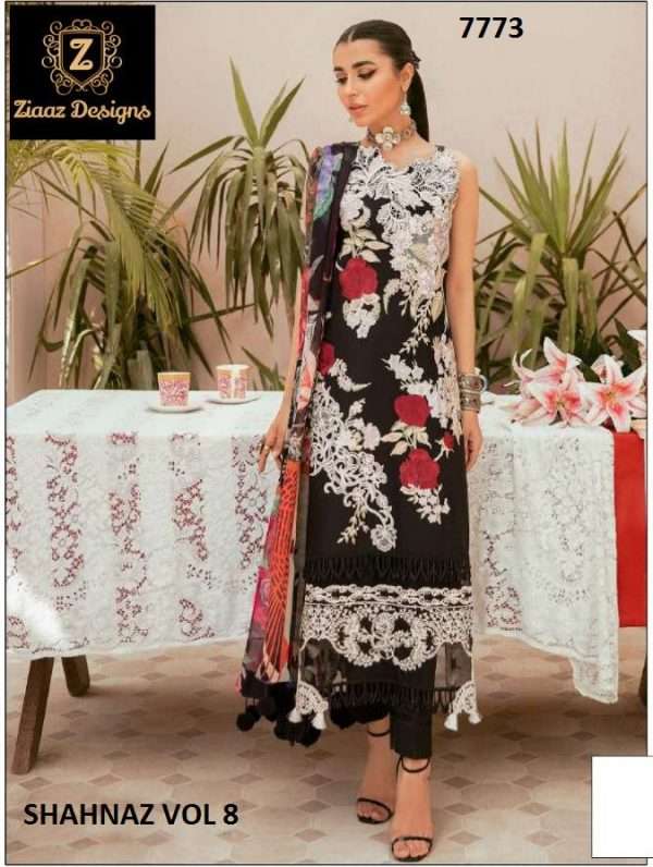 SHAHNAZ VOL-8 BY ZIAAZ DESIGNS CAMBRIC COTTON EMBROIDERY PAKISTANI DRESS