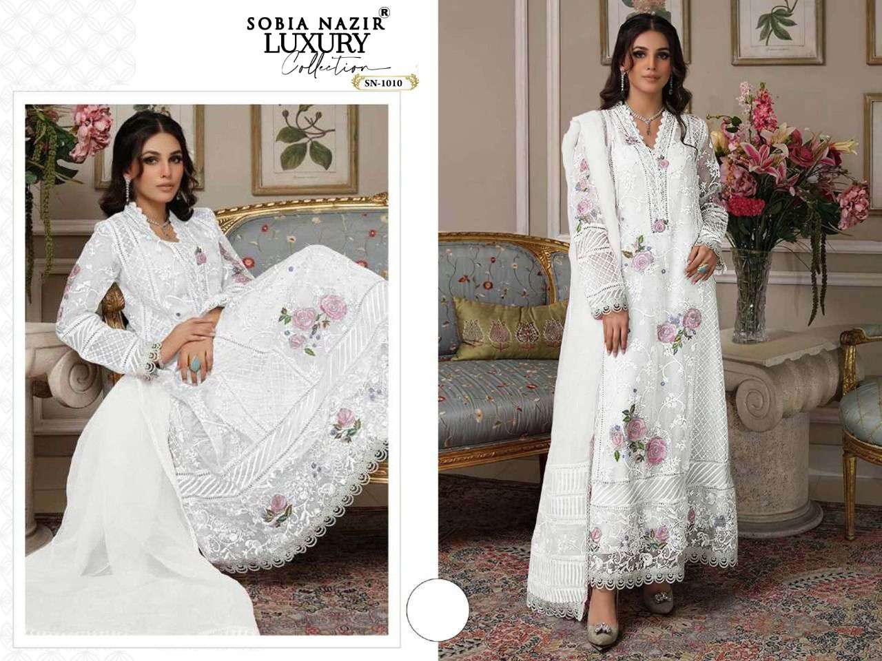 SN-1010 HIT DESIGN BY AQSAWHOLESALE BUTTERFLY NET EMBROIDERY PAKISTANI DRESS