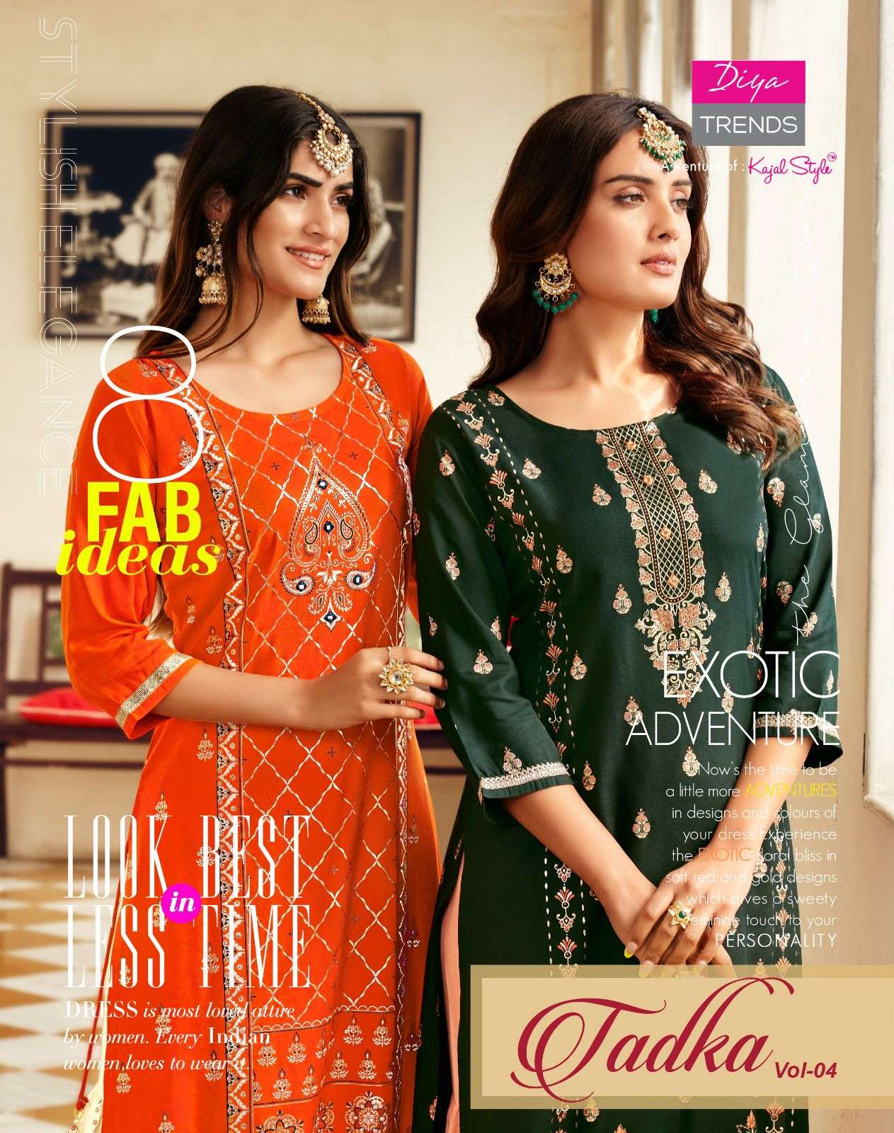 TADKA VOL-4 BY DIYA TRENDZ 4001 TO 4008 SERIES RAYON PRINT EMBROIDERY KURTI & PALAZZO