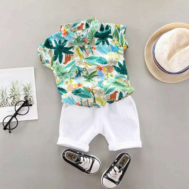 TT-0095 BY AQSAWHOLESALE POLY COTTON PRINT KID BOYS SHIRT & BOTTOM