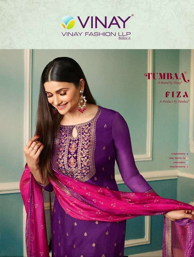 TUMBAA FIZA BY VINAY FASHION 40741 TO 40748 SERIES ORGANZA JACQUARD WORK DRESSES