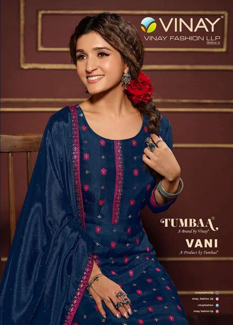 TUMBAA VANI BY VINAY FASHION 40921 TO 40928 SERIES DOLA JACQUARD WORK STITCHED DRESSES