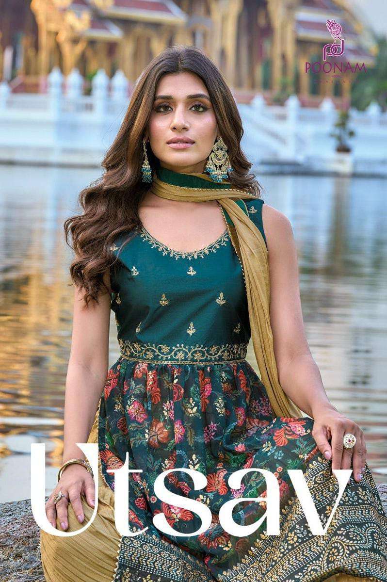 UTSAV BY POONAM DESIGNER 10001 TO 10004 SERIES PURE GEORGETTE SEQUENCE STITCHED DRESSES