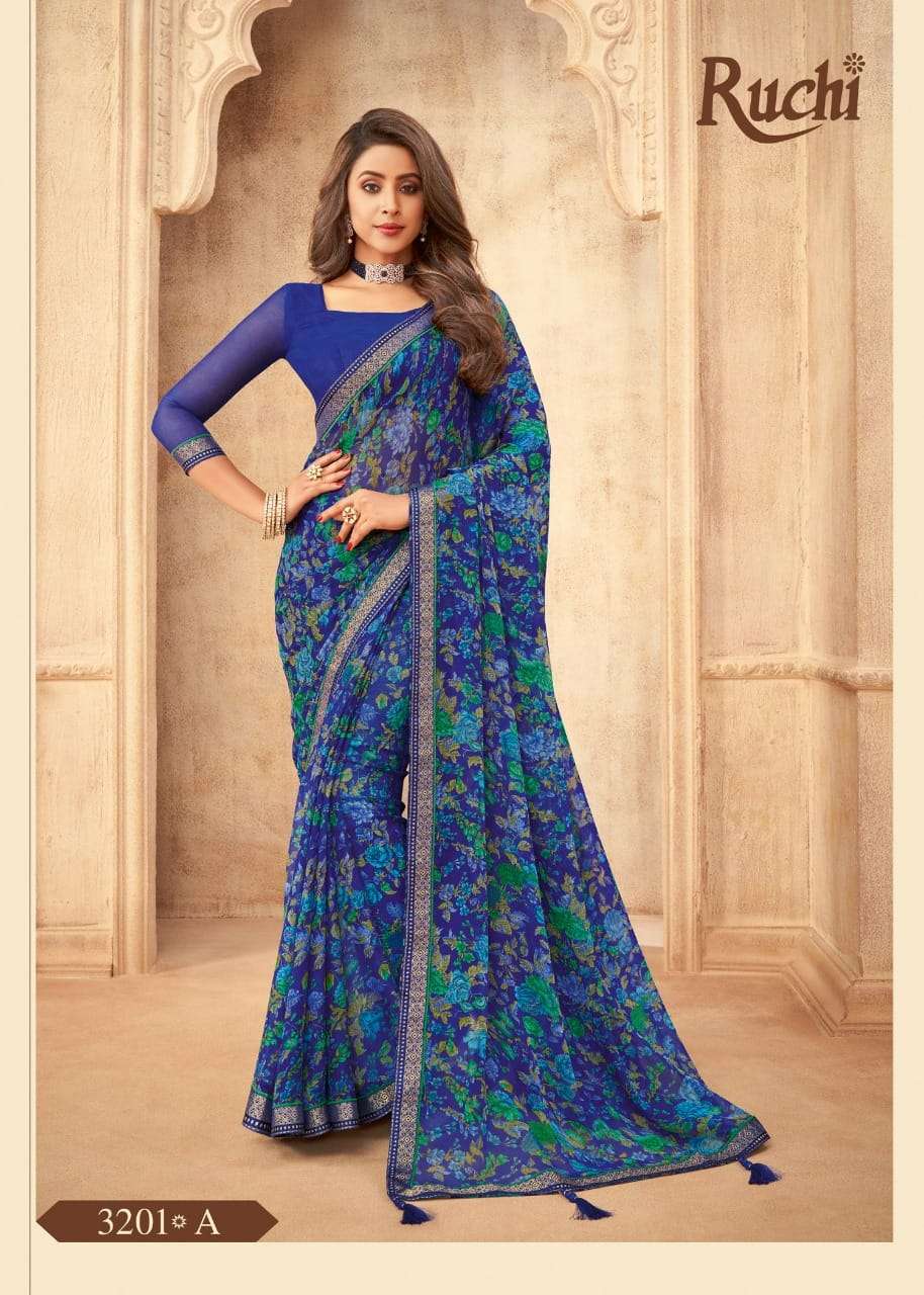 VAANI BY RUCHI SAREES 3201 TO 3202 SERIES CHIFFON PRINT WORK SAREES