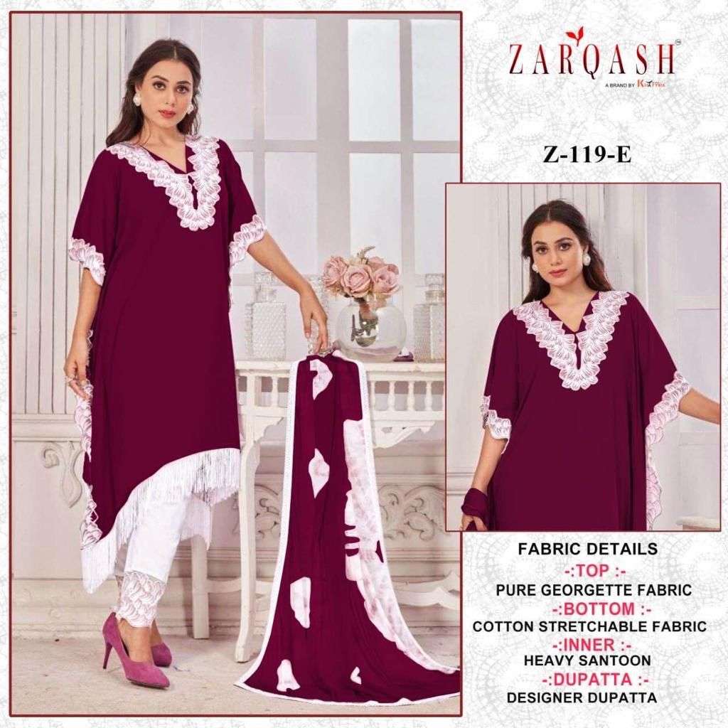 Z-119 COLOURS BY ZARQASH 119-E TO 119-H SERIES FAUX GEORGETTE STITCHED DRESSES