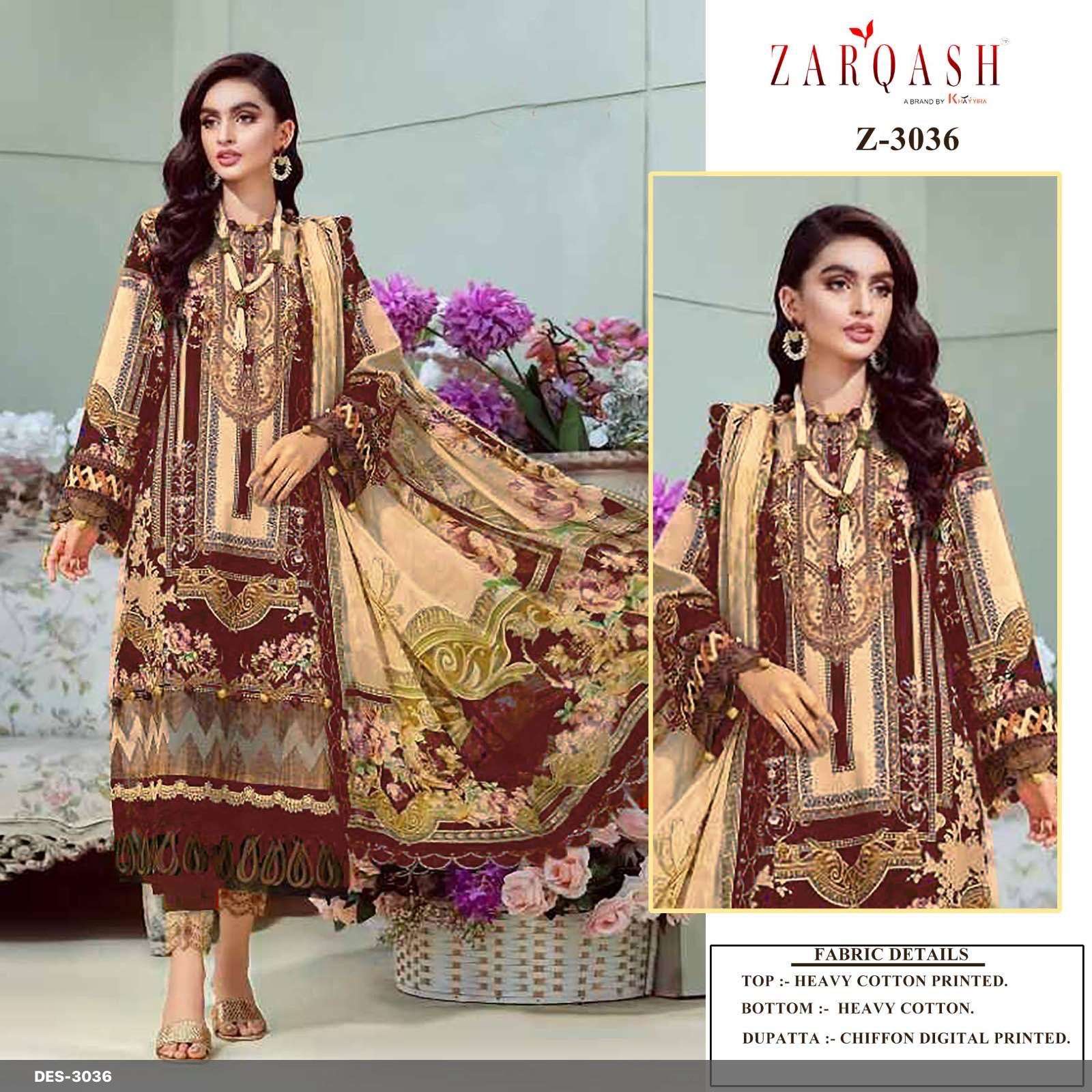 Z-3036 HIT DESIGN BY ZARQASH COTTON MUSLIN PRINT PAKISTANI DRESS