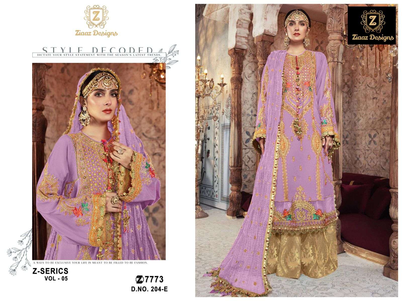 Z SERIES VOL-5 BY ZIAAZ DESIGNS 204-A TO 204-E SERIES ORGANZA EMBROIDERY HANDWORK DRESSES