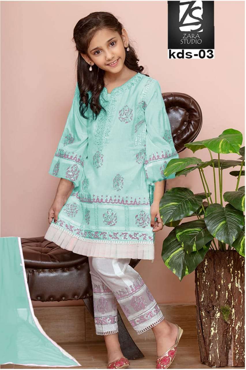 ZARA KIDS BY AQSAWHOLESALE PURE GEORGETTE EMBROIDERY KIDS PAKISTANI DRESSES