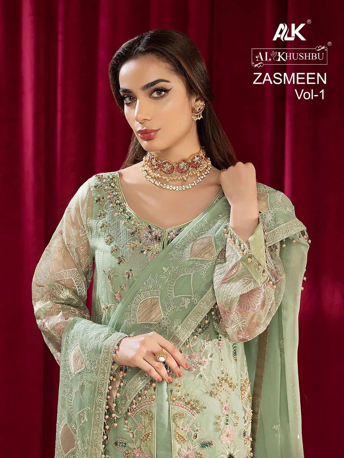 ZASMEEN VOL-1 BY AL KHUSHBU 4030 TO 4033 SERIES GEORGETTE HEAVY EMBROIDERY PAKISTANI SUITS