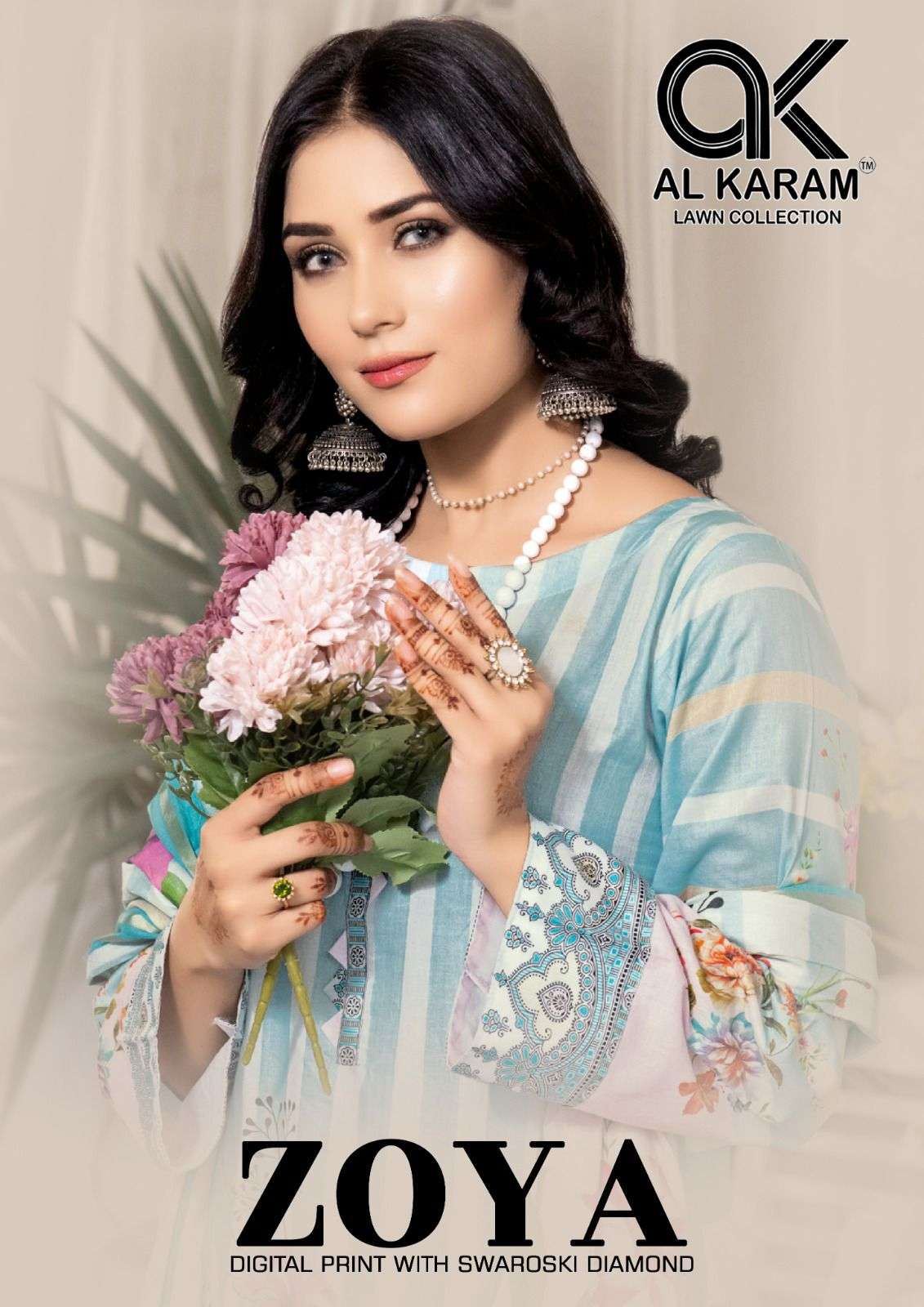 ZOYA BY AL KARAM 1001 TO 1006 SERIES COTTON PRINT DIAMOND WORK PAKISTANI DRESSES