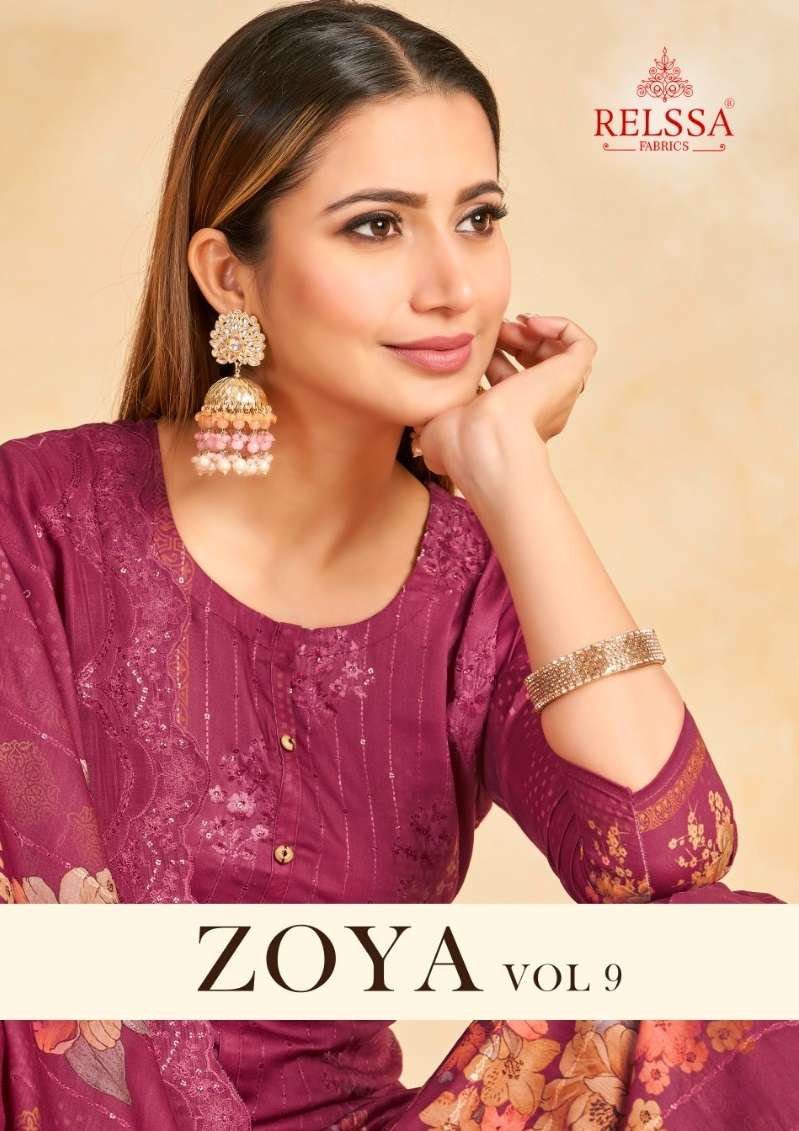 ZOYA VOL-9 BY RELSSA 901 TO 906 SERIES COTTON SATIN SEQUENCE EMBROIDERY DRESSES