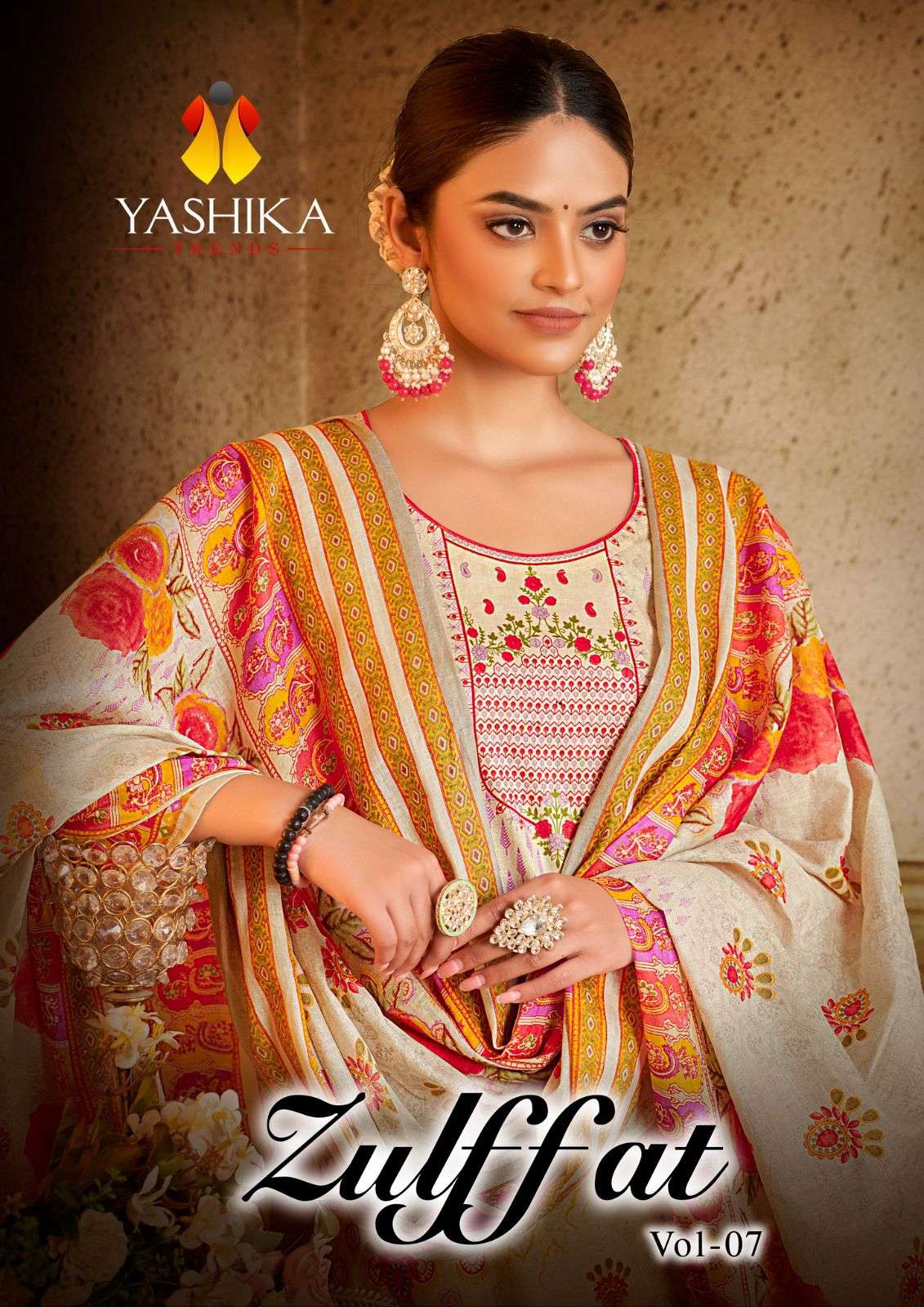 ZULFFAT VOL-8 BY YASHIKA TRENDZ 7001 TO 7010 SERIES PURE LAWN PRINT DRESSES