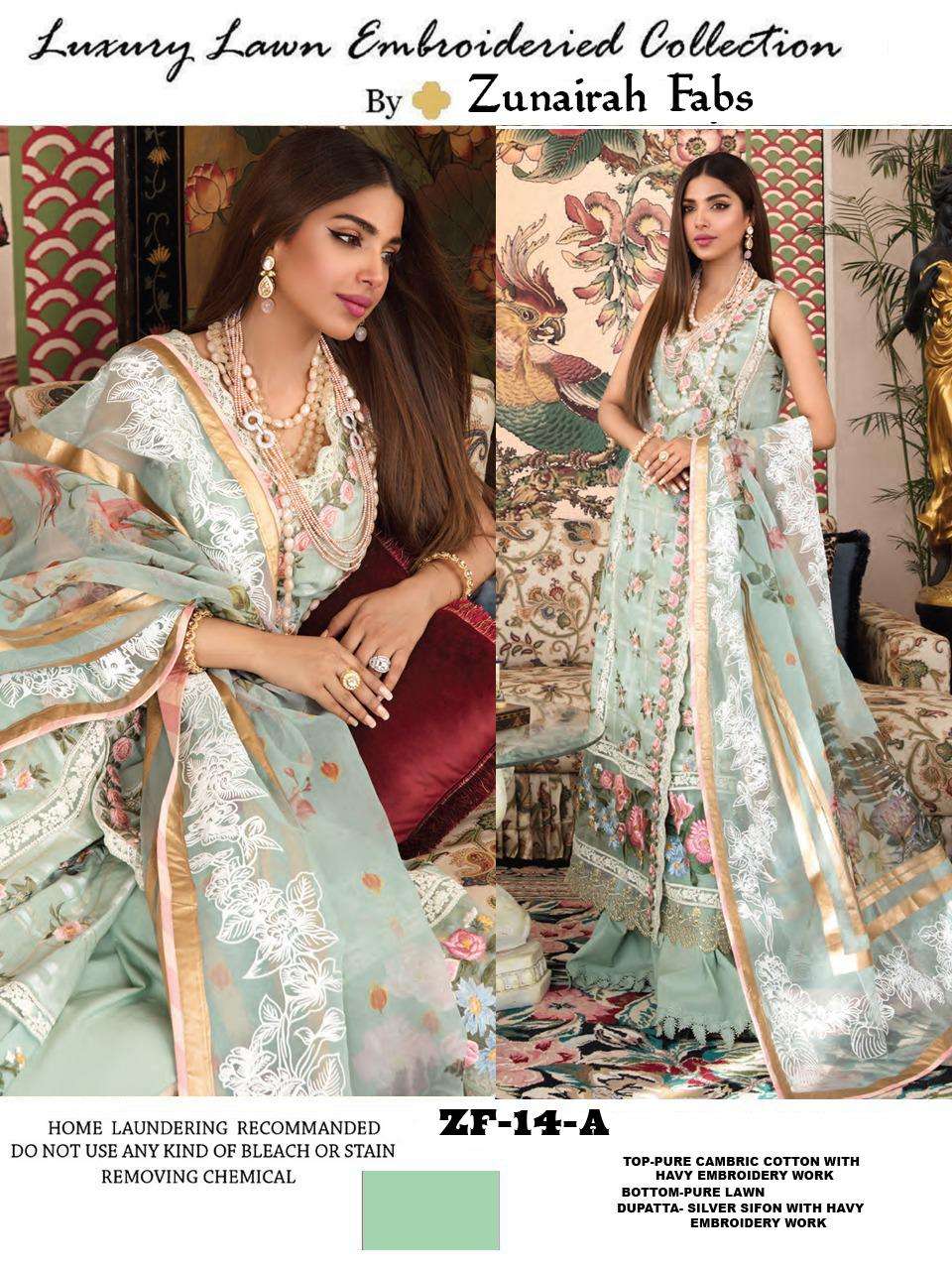 ZUNAIRA ZF-14 A BY AQSAWHOLESALE COTTON EMBROIDERY MIRROR WORK PAKISTANI DRESS