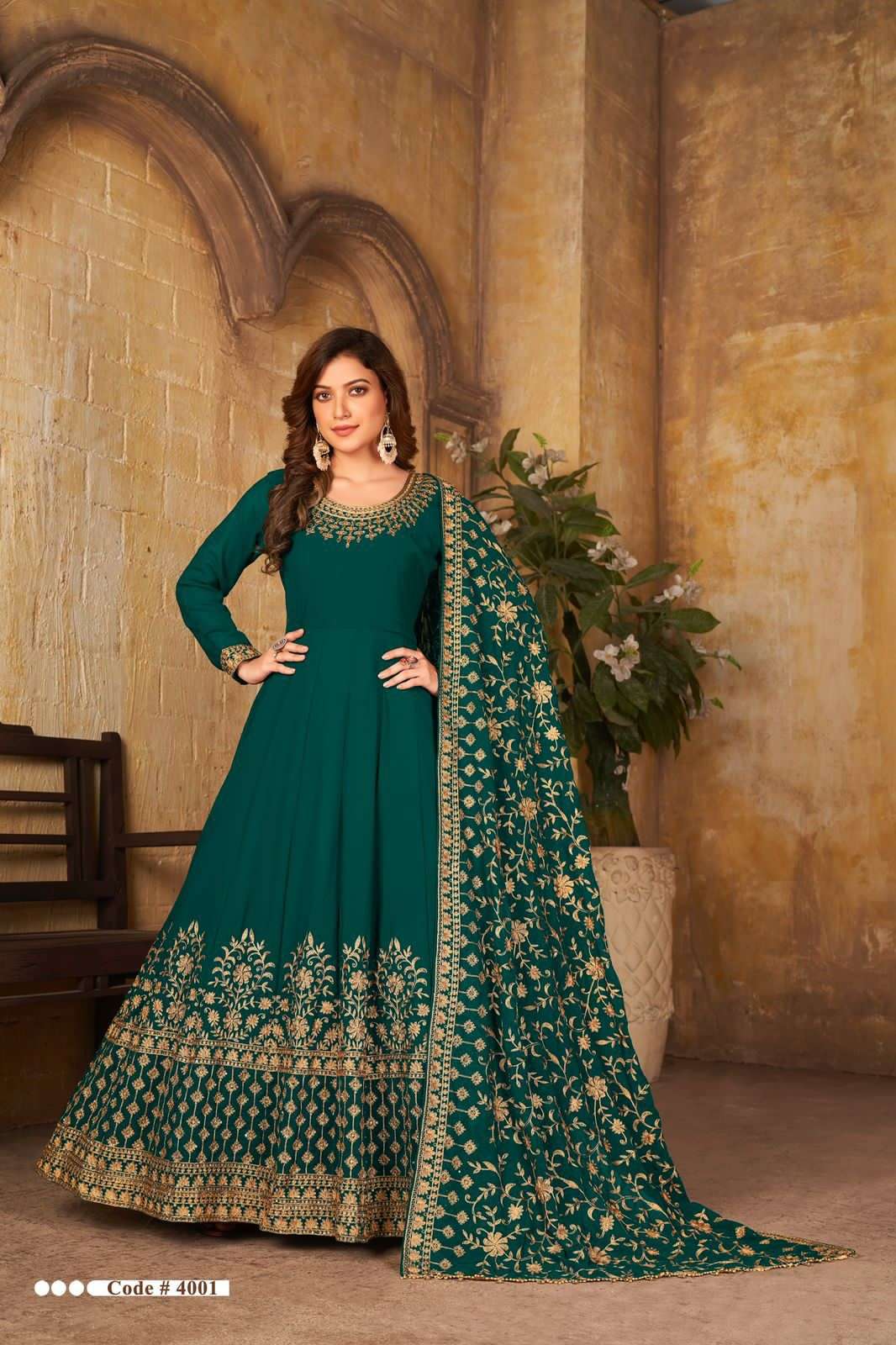 AANAYA VOL-140 BY TWISHA 4001 TO 4004 SERIES FAUX GEORGETTE EMBRODIERY ANARKALI DRESSES