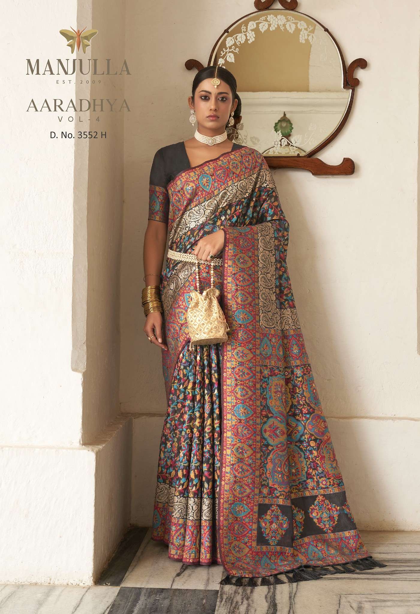 AARADHYA VOL-4 BY MANJULLA 3552-A TO 3552-I SERIES PASHMINA SILK SAREES