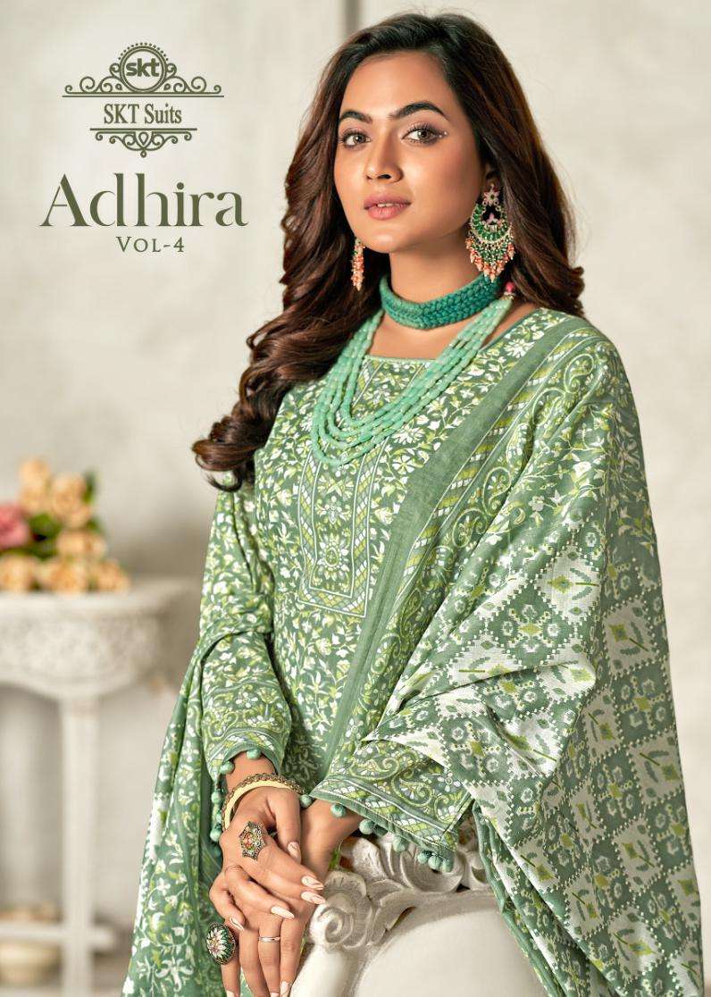 ADHIRA VOL-4 BY SKT SUITS 79001 TO 79008 SERIES PURE COTTON KHADI PRINT DRESSES