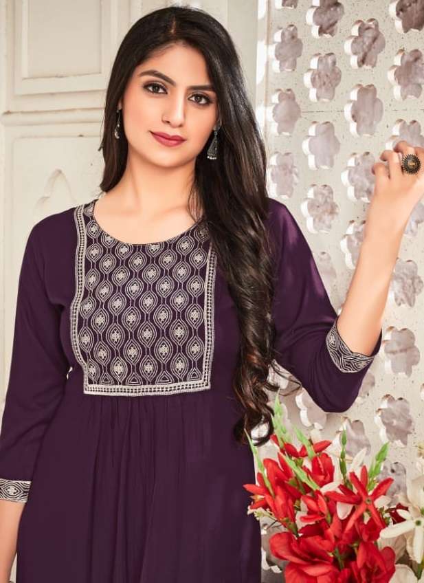 AFREEN BY MAA CREATION 1001 TO 1004 SERIES RAYON EMBROIDERY KURTIS