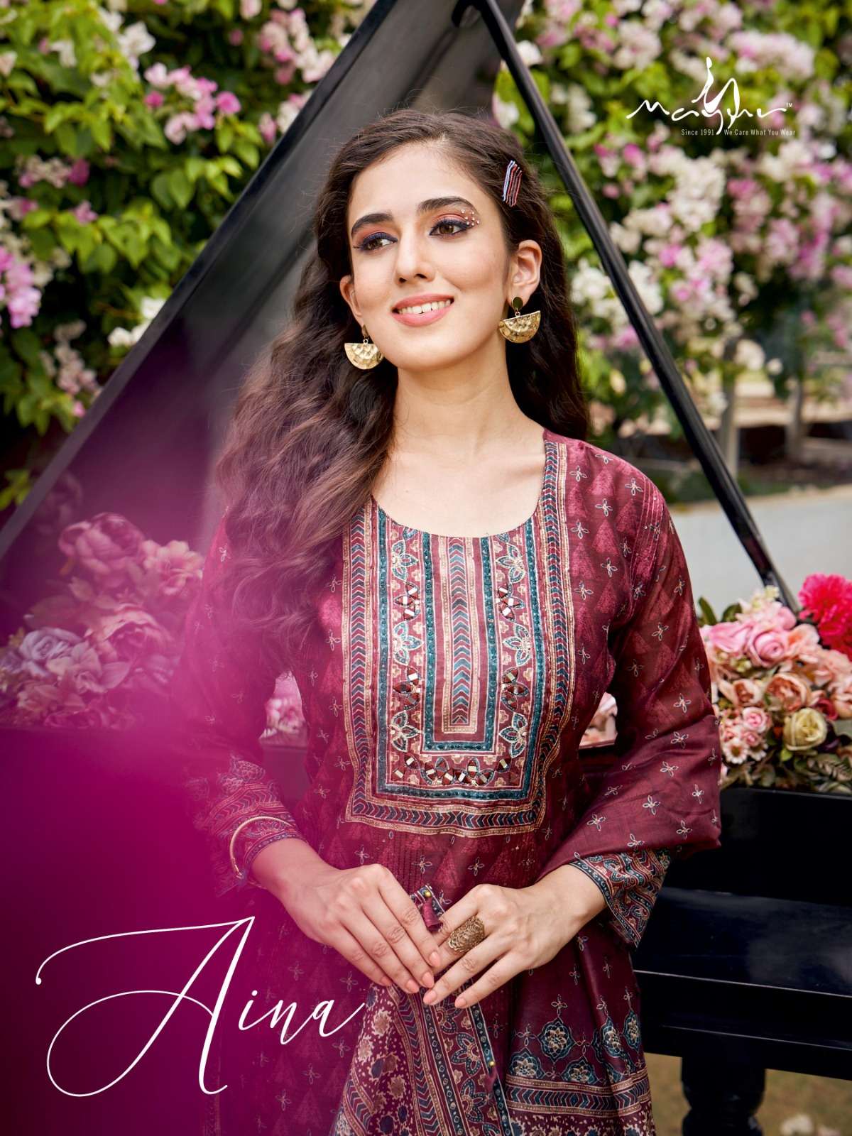 AINA BY MAYUR 101 TO 108 SERIES PREMIUM SILK DIGITAL PRINT WORK STITCHED DRESSES