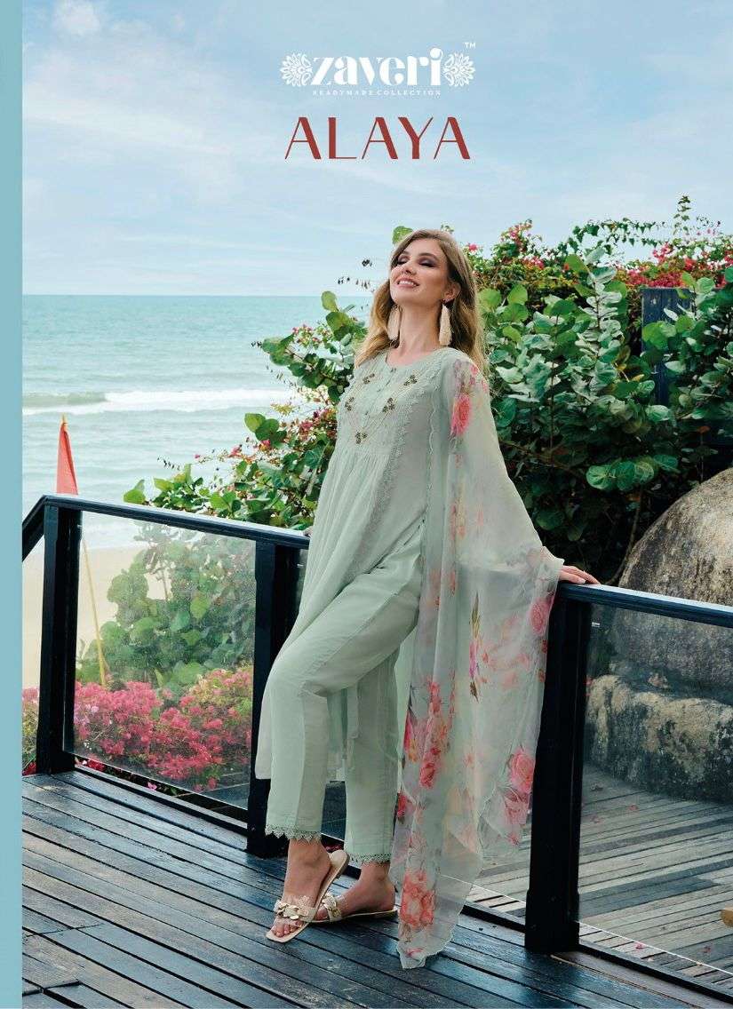 ALAYA BY ZAVERI 1551 TO 1554 SERIES HEAVY ORGANZA KHATLI WORK STITCHED DRESSES