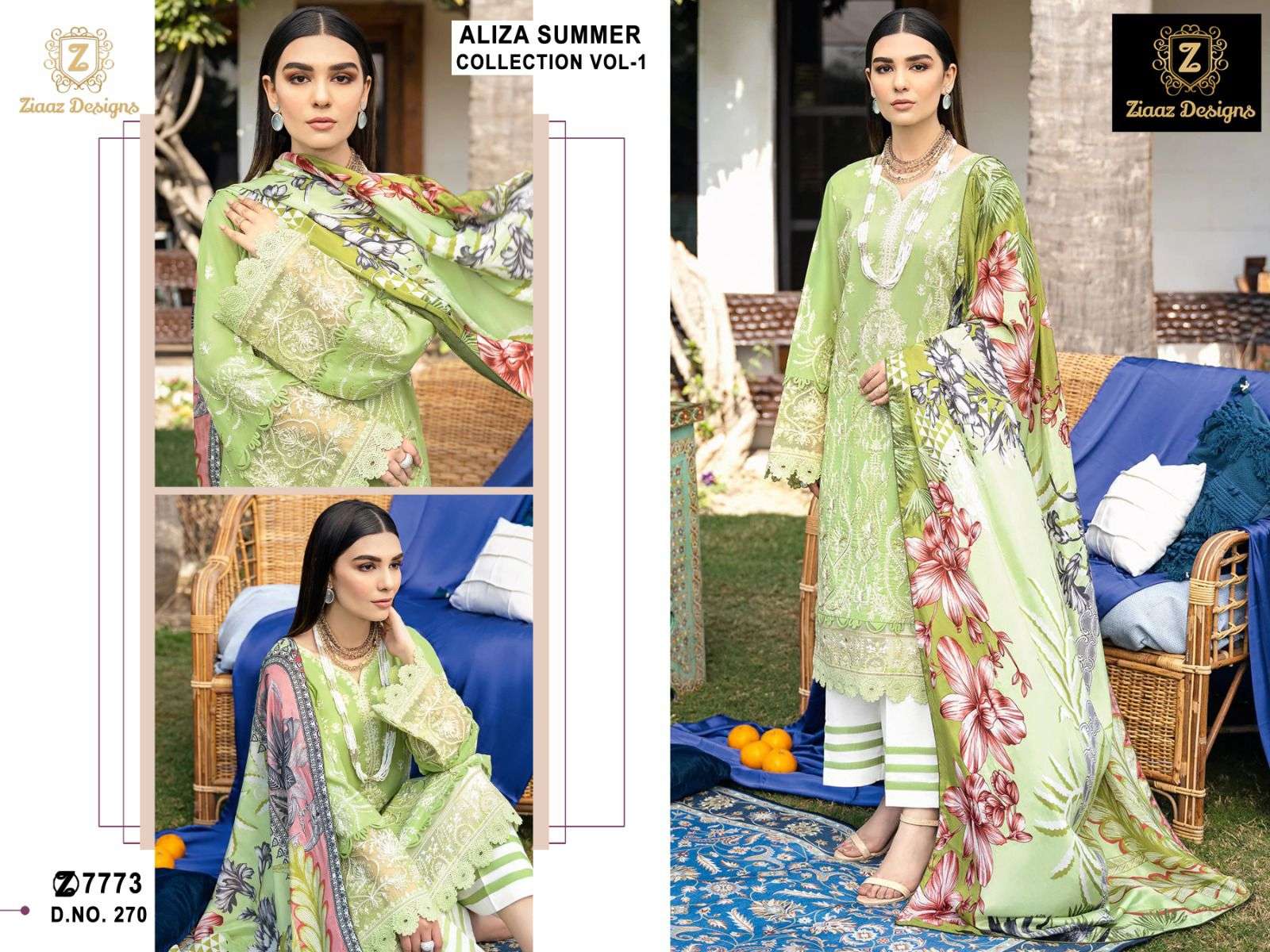 ALIZA SUMMER COLLECTION BY ZIAAZ DESIGNS COTTON EMBROIDERY WORK PAKISTANI DRESSES