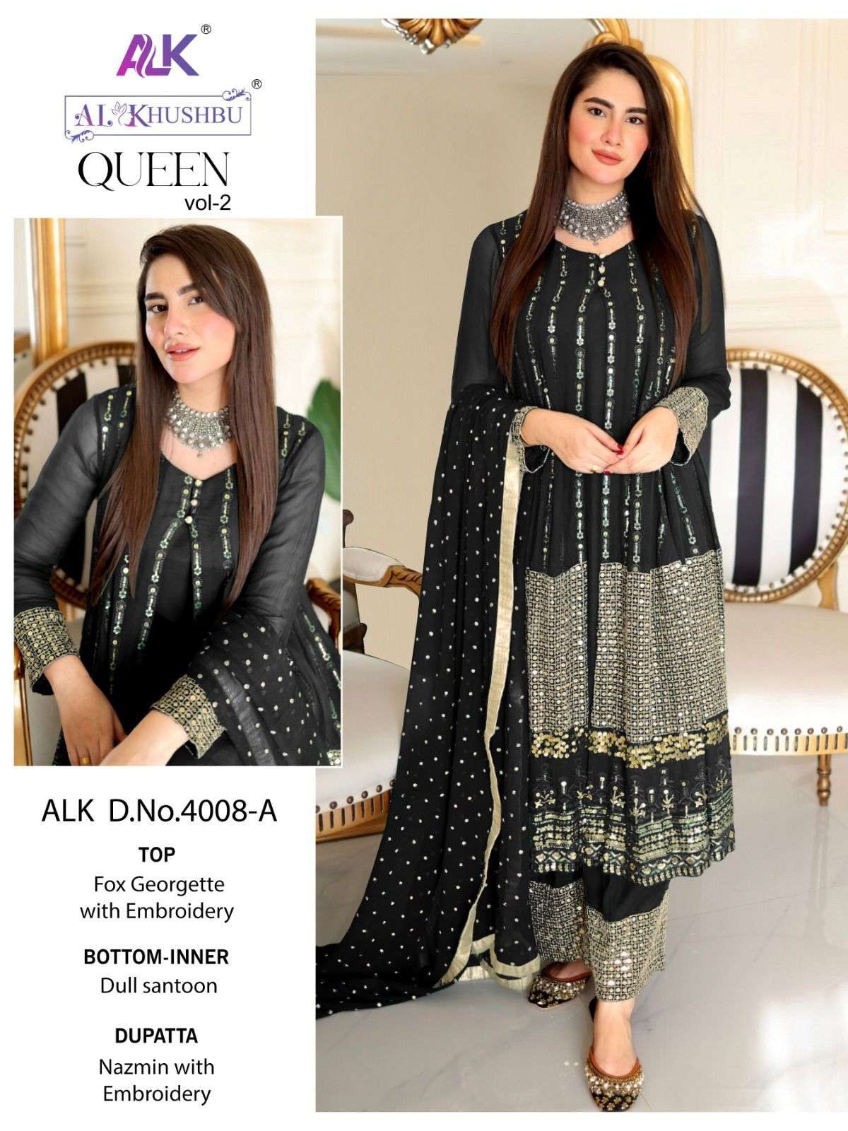 ALK-4008 A HIT DESIGN BY AL KHUSHBU GEORGETTE EMBROIDERY PAKISTANI DRESS