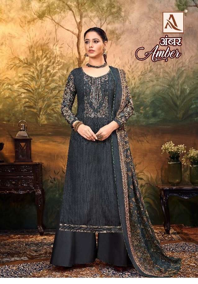 AMBER BY ALOK SUIT 1142-002 TO 1142-010 SERIES PURE RAYON VISCOSE DIAMOND WORK DRESSES