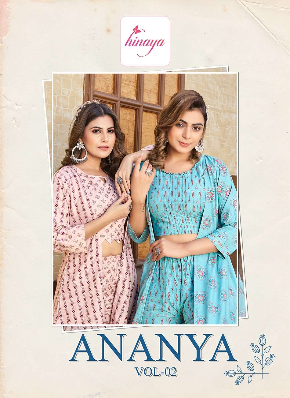 ANANYA VOL-2 BY HINAYA 2001 TO 2006 SERIES RAYON PRINT WITH PANT & JACKET