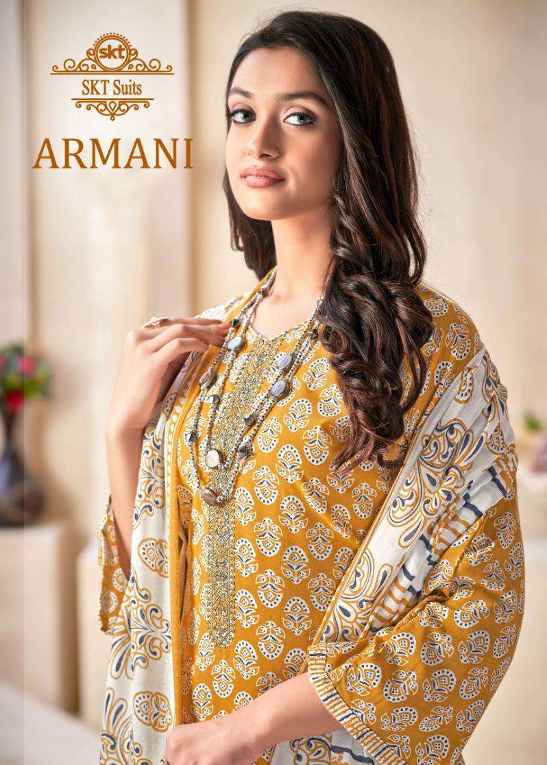 ARMANI BY SKT SUITS 78001 TO 78008 SERIES COTON PRINT EMBROIDERY DRESSES