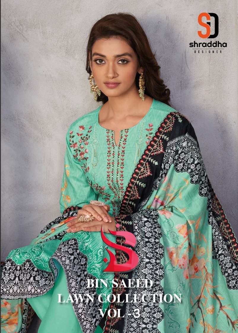 BIN SAEED VOL-3 BY SHRADDHA DESIGNER 3001 TO 3004 SERIES LAWN COTTON PAKISTANI DRESSES