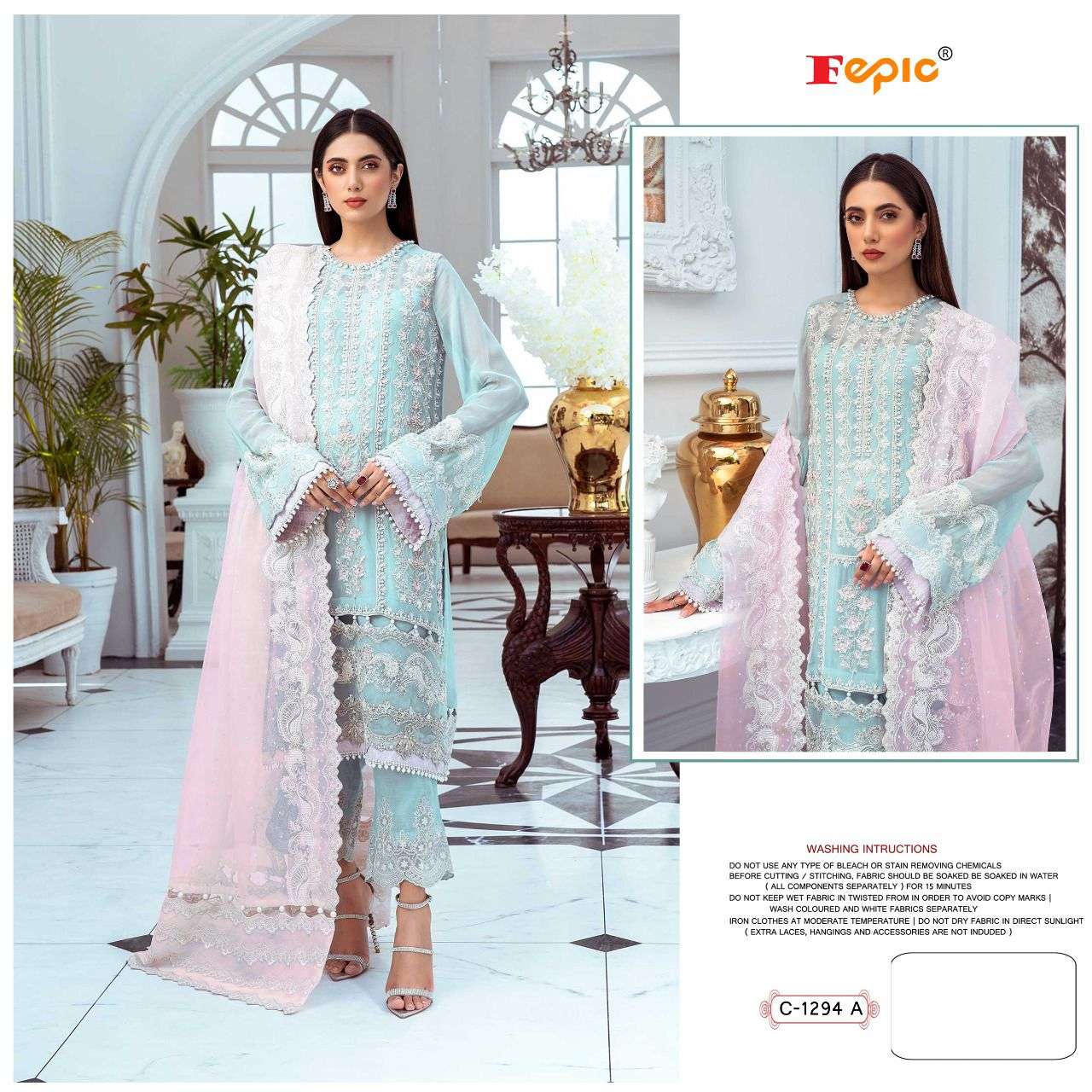 C-1294 COLOURS BY FEPIC 1294-A TO 1294-D SERIES FAUX GEORGETTE EMBROIDERY PAKISTANI DRESSES