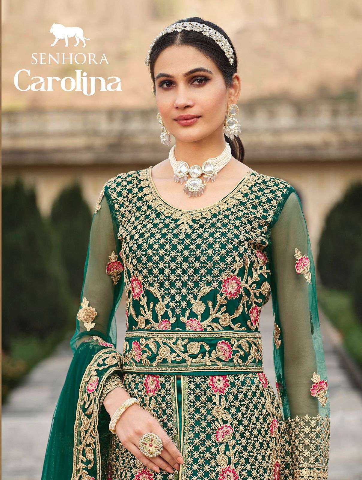 CAROLINA BY SENHORA 2075-A TO 2075-D SERIES BUTTERFLY NET EMBROIDERY ANARKALI DRESSES