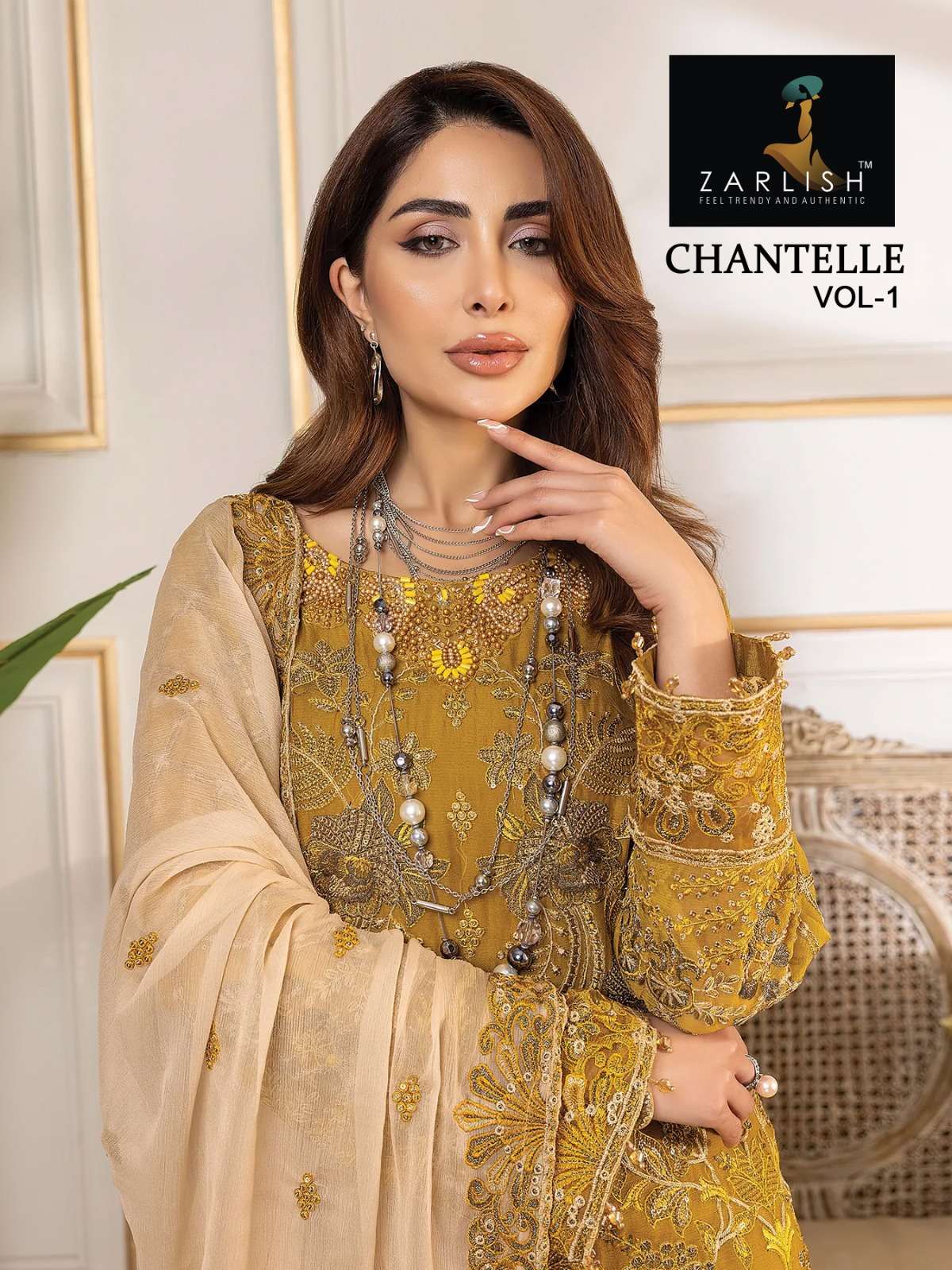 CHANTELLE VOL-1 BY ZARLISH 1101 TO 1103 SERIES GEORGETTE EMBROIDERY PAKISTANI DRESSES