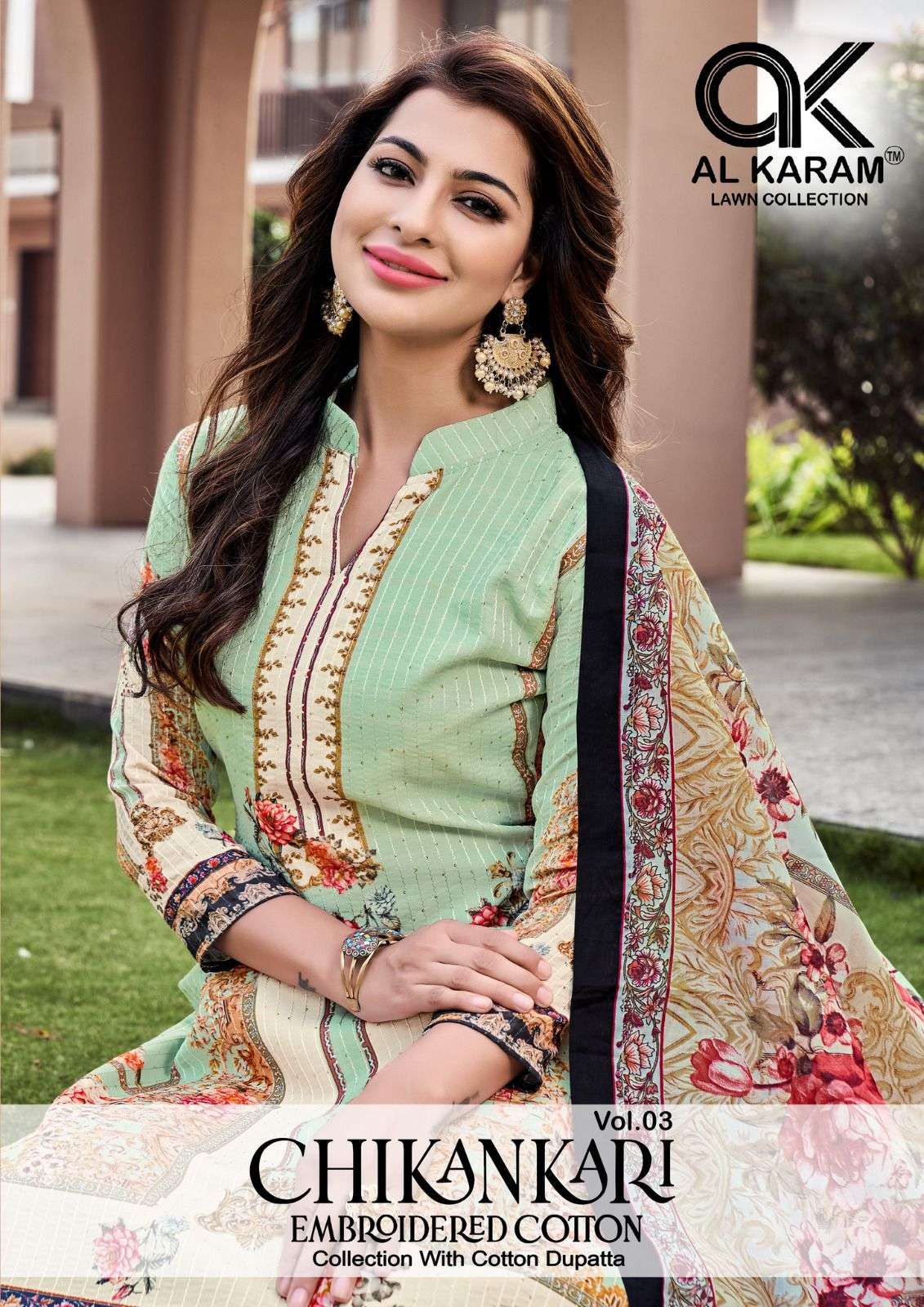 CHIKANKARI VOL-3 BY AL KARAM 3001 TO 3006 SERIES COTTON EMBROIDERY PAKISTANI DRESSES