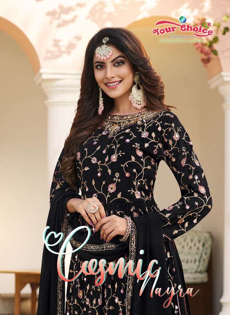 COSMIC BY YOUR CHOICE 1001 TO 1006 SERIES BLOOMING GEORGETTE EMBROIDERY DRESSES