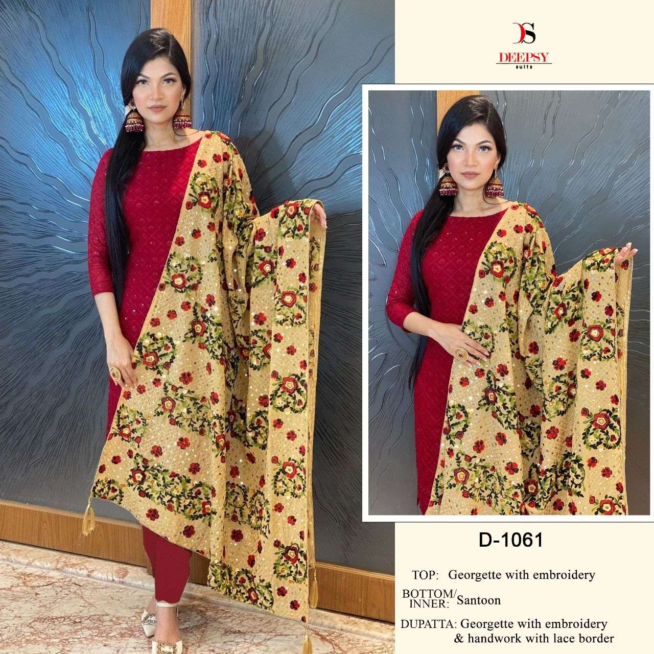 D-1061 HIT DESIGN BY DEEPSY SUITS GEORGETTE EMBROIDERY PAKISTANI DRESS