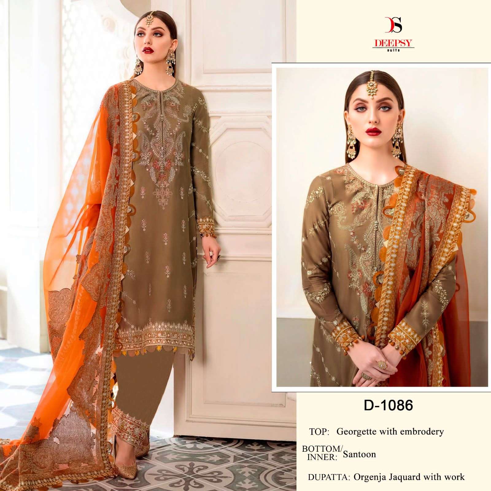 D-1086 HIT DESIGN BY DEEPSY SUITS GEORGETTE EMBROIDERY PAKISTANI DRESS