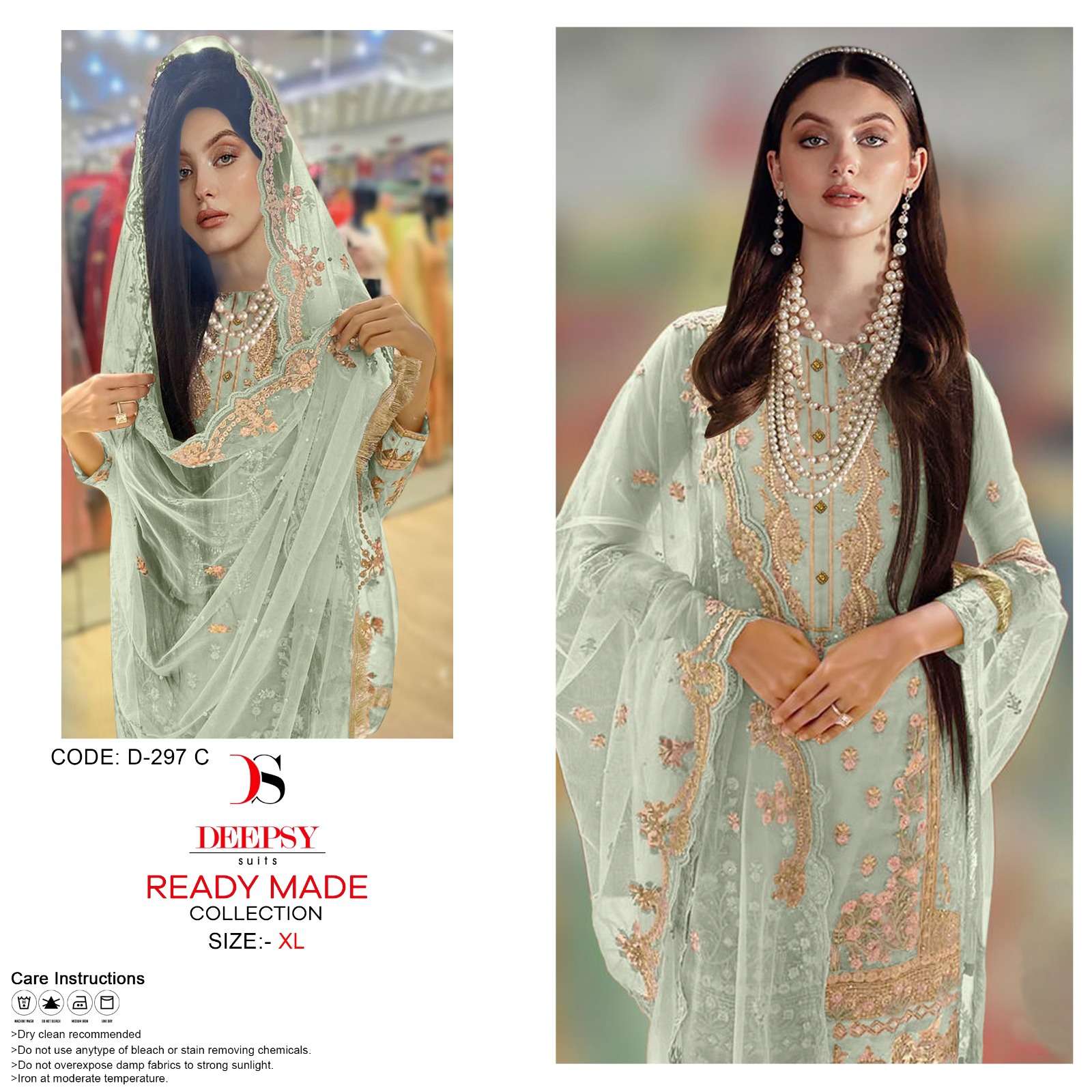 D-297 C HIT DESIGN BY DEEPSY SUITS PURE ORGANZA EMBROIDERY STITCHED DRESS