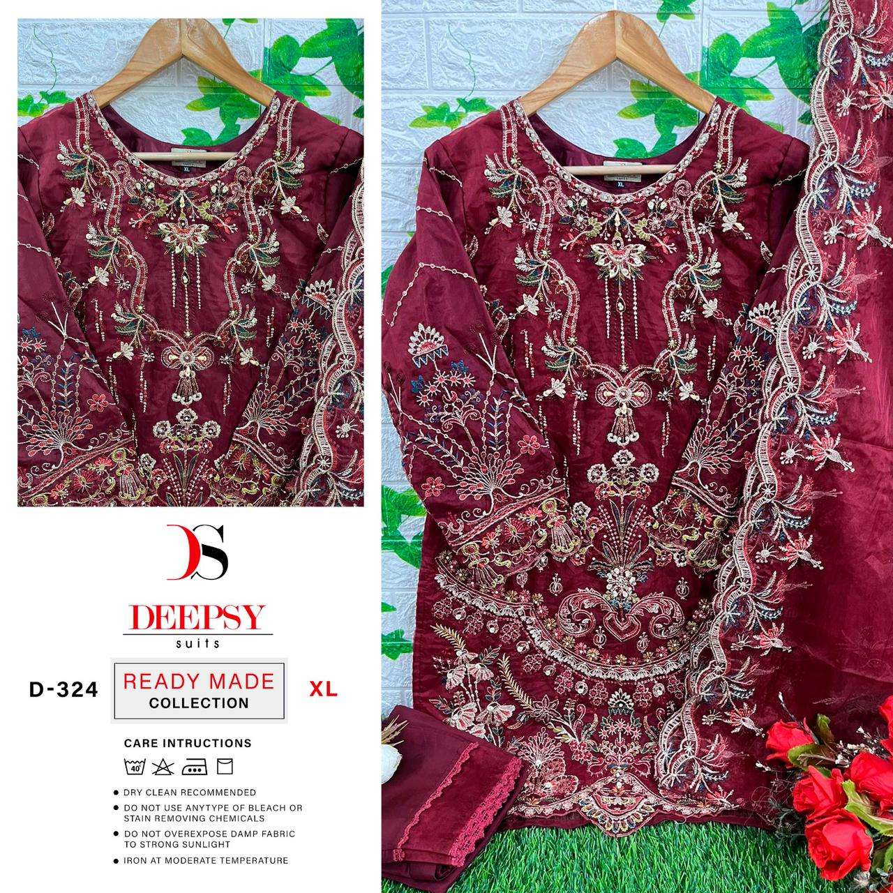 D-324 HIT DESIGN BY DEEPSY SUITS PURE ORGANZA EMBROIDERY STITCHED PAKISTANI DRESS