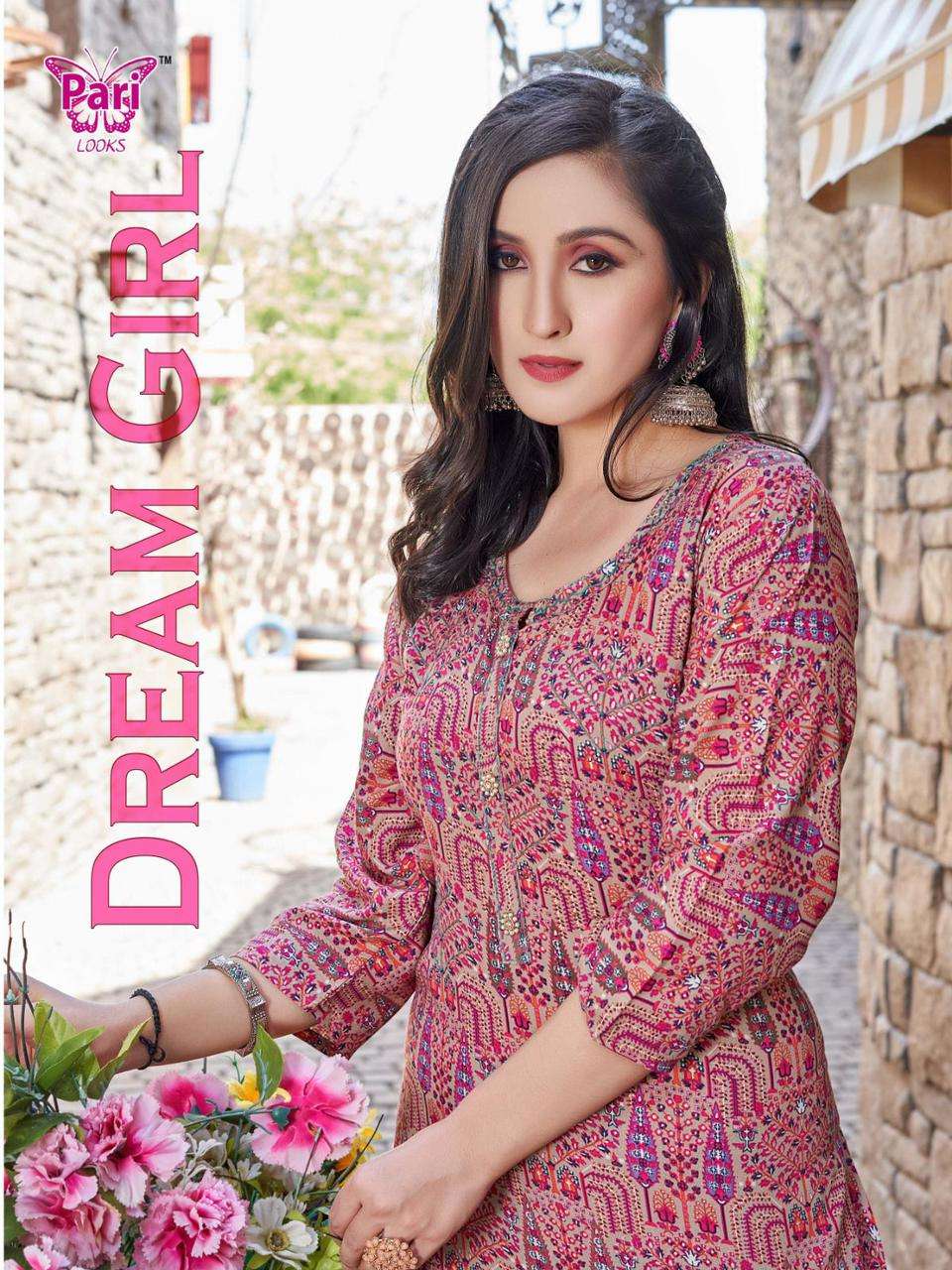 DREAM GIRL BY PARI LOOKS 1001 TO 1004 SERIES RAYON FOIL PRINT KURTIS