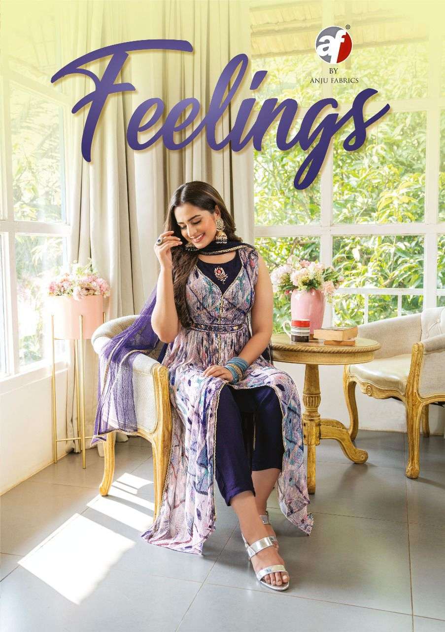 FEELINGS BY ANJU FABRICS 7101 TO 7106 SERIES CHINON PRINT STITCHED DRESSES