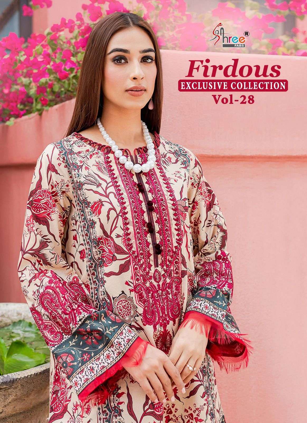 FIRDOUS EXUSIVE COLLECTION VOL-28 BY SHREE FABS 3036 TO 3043 SERIES COTTON EMBROIDERY PAKISTANI DRES...