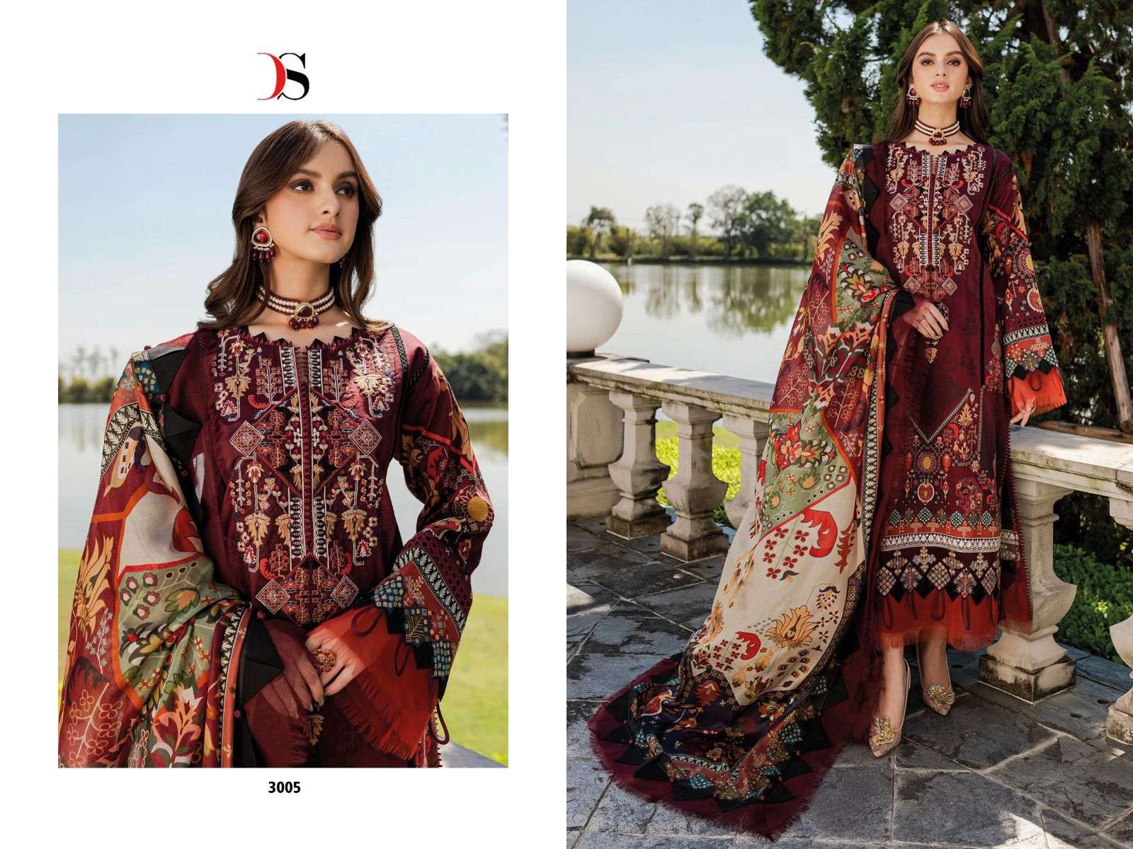 FIRDOUS SOLITAIRE 3005 BY DEEPSY SUITS COTTON EMBROIDERY PAKISTANI DRESS