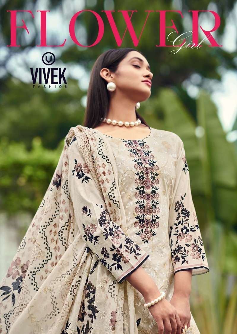 FLOWER GIRL BY VIVEK FASHION 11301 TO 11306 SERIES LAWN COTTON PRINT WORK DRESSES