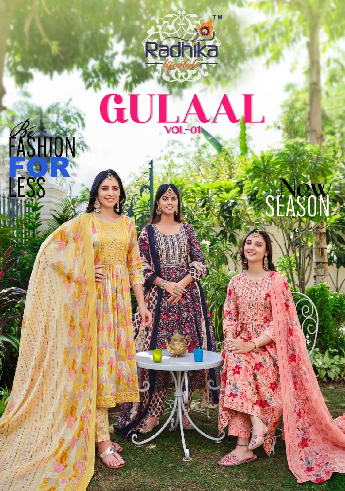 GULAAL VOL-1 BY RADHIKA LIFESTYLE 1001 TO 1006 SERIES COTTON PRINT EMBROIDERY STITCHED DRESSES