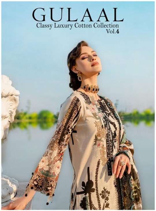 GULAAL VOL-4 BY AQSAWHOLESALE 31 TO 40 SERIES PURE COTTON PAKISTANI PRINT DRESSES