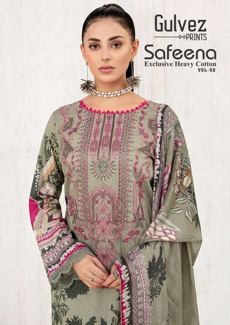 GULVEZ SAFEENA VOL-2 BY AQSAWHOLESALE 2001 TO 2006 SERIES COTTON PRINT DRESSES