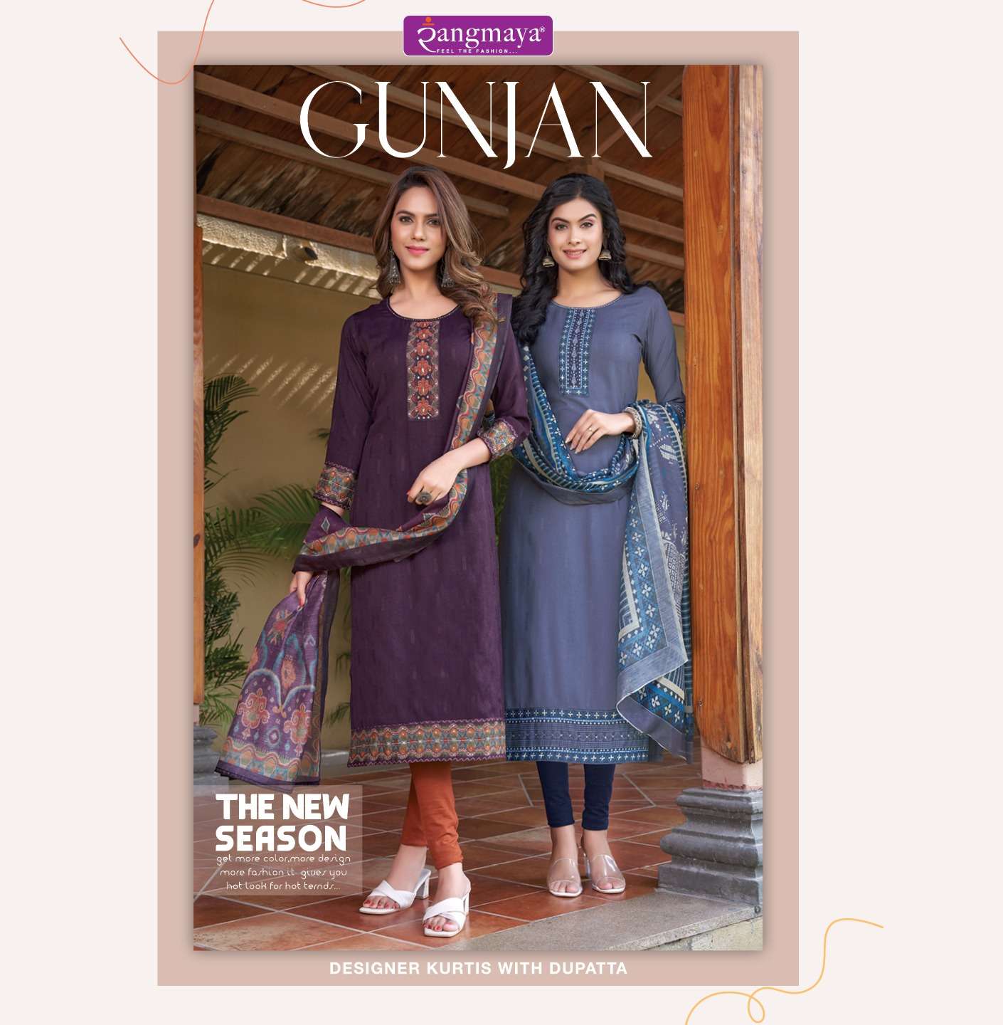 GUNJAN BY RANGMAYA 101 TO 108 SERIES DESIGNER BOMBAY FANCY FABRIC KURT & DUPATTAS