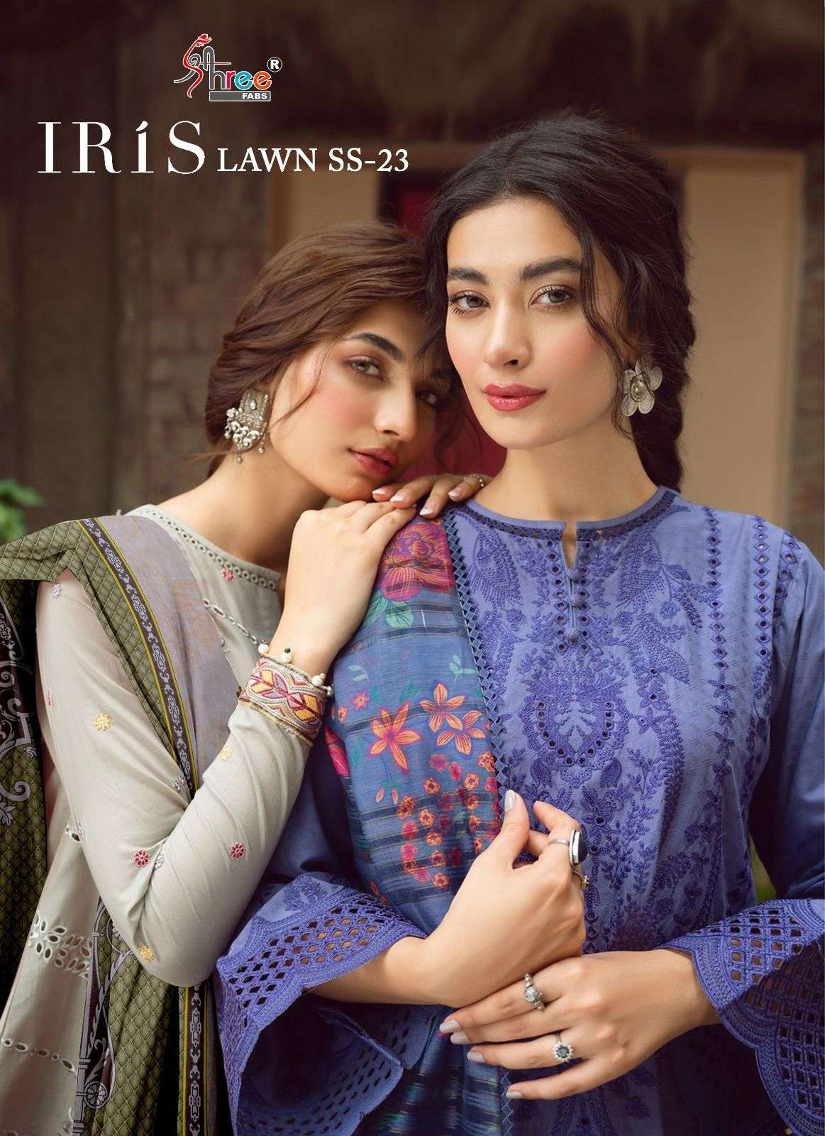 IRIS LAWN SS-23 BY SHREE FABS 3044 TO 3050 SERIES PURE LAWN COTTON WORK PAKISTANI DRESSES